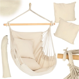 Brazīlijas piekārtais krēsls ar kāju balstu 130 cm, bēšs