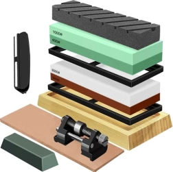 RUHHY ūdens asināmais nažiem – komplekts ar vairākiem graudainumiem un ādas siksnu