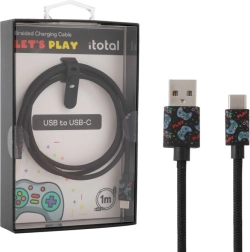 Spēļu USB‑C uzlādes un datu kabelis ar siksniņu