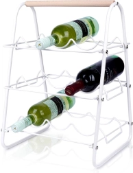 White metal wine rack for 9 bottles