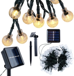 Saules dārza gaismas virtene 10 m, 100 LED, silti balta