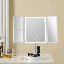 Saliekams kosmētikas spogulis ar LED apgaismojumu 3×