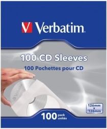 Papīra CD aploksnes ar lodziņu 100 gab. VERBATIM