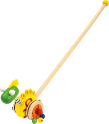 Bino wooden dinosaur push walker with guide rod