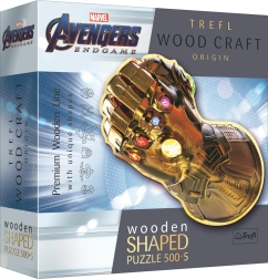 Divpusēja koka puzle TREFL Wood Craft Origin Marvel: Bezgalības cimds – 505 gabaliņi