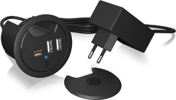 IB-HUB1407 3-port desktop charger, 2x USB-A, 1x USB-C, 60 mm cutout