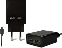 Tīkla lādētājs BELINE 2× USB ar microUSB kabeli 2 A, melns