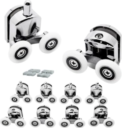 Dubultu ritošo ratiņu komplekts dušas durvīm, 8 gab.