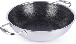 Nerūsējošā tērauda nepiedegošā wok panna COOKCELL 28 cm