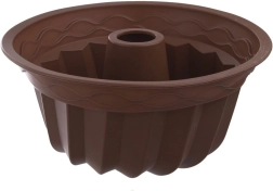 Silicone bundt pan with chimney 23.5 cm brown
