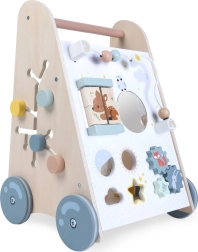 Koka izglītojošs stumjamais staigulītis ECOTOYS ar kustīgiem elementiem