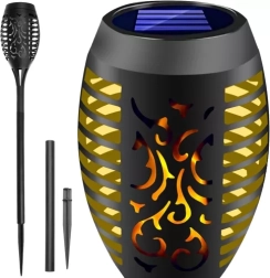 Saules dārza lāpas gaisma ar LED liesmas efektu