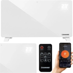 Stikla elektriskais radiators KAMINER Zelva 2500 W ar Wi‑Fi un tālvadības pulti