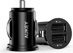 Aukey mini auto lādētājs 2× USB 24 W ar AiPower tehnoloģiju