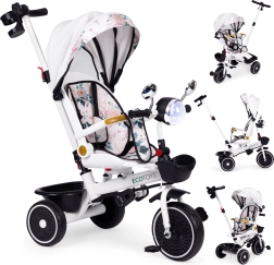 Bērnu trīsritenis ar rotējošu sēdekli, stūrēšanas rokturi un jumtiņu ECOTOYS