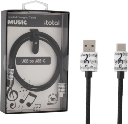 USB‑C uzlādes kabelis ar mūzikas motīvu
