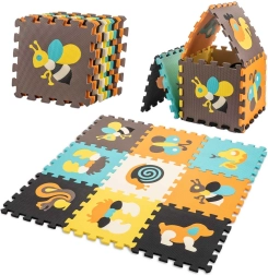 Putas mācību paklājiņš puzle ar dzīvniekiem 85 × 85 cm, 9 daļas