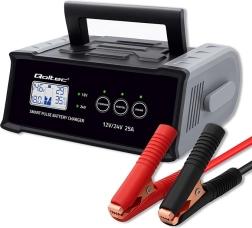 Inteliģents impulsu auto akumulatoru lādētājs 12/24 V 25 A ar LCD un remonta režīmu – Qoltec