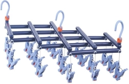 Saliekams veļas žāvētājs ar knaģiem, 19 klipšiem, tumši zils