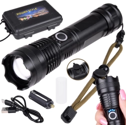 Jaudīgs LED lukturis ar USB uzlādi, ūdensizturīgs, ar tālummaiņu