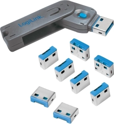 Logilink USB portu bloķētāji ar atslēgu, komplekts 8 gabali