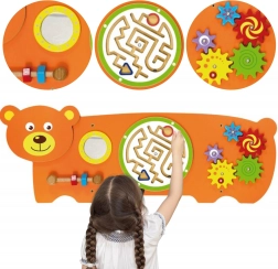 Viga koka Montessori maņu tāfele Lācītis ar FSC sertifikātu