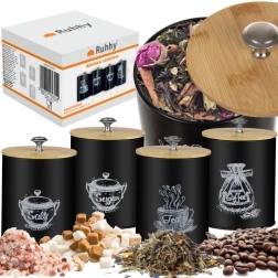 Melnas virtuves kārbas ar bambusa vākiem - 4 gab. Ruhhy