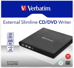 Ārējais slim CD/DVD rakstītājs USB 2.0 VERBATIM