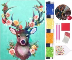 5D dimanta gleznošana – briedis 30 × 40 cm