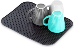 Silikona trauku žāvēšanas paliktnis (notecināšanas) melns 34 × 26,5 cm