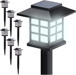 Saules dārza lampas GARDLOV, komplekts 6 gab., auksti balta, amorfs panelis