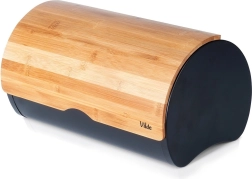 Maizes kaste ar bambusa vāku, melns metāls, 38 × 24 × 20 cm VILDE