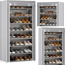 8 līmeņu apavu plaukts ar putekļu necaurlaidīgu pārsegu – pelēks