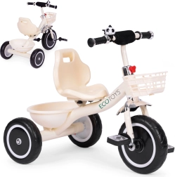 Bērnu trīsritenis ar groziņu un zvaniņu, bēšs, ECOTOYS
