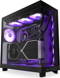 NZXT H6 Flow RGB datora korpuss ar panorāmas stiklu – melns