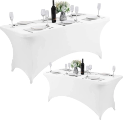 Universāls elastīgs pārvalks banketu galdam 240 cm balts MultiGarden