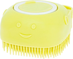 Silikona peldēšanās birste suņiem un kaķiem ar dozatoru – Dzeltena