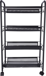 Vannas istabas un virtuves plaukts ar četrām ietilpīgām plauktu virsmām – melns