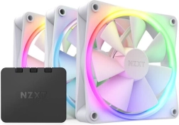 NZXT F120 RGB 3 ventilatoru komplekts ar kontrolieri – balts
