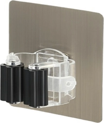 Pašlīmējošs mopu un slotas turētājs ar profilētu rullīti