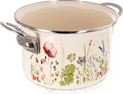 Emaljēts krēmkrāsas katls ar magoņu motīvu 18 cm, 2 l