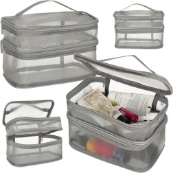 Pelēka ceļojumu kosmētikas soma