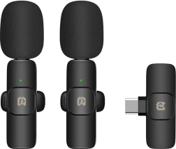 Wireless lavalier microphone usb‑c puluz for android (dual set)