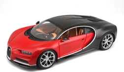 Bburago Bugatti Chiron sarkani–melns 1:18 – metāla automašīnas modelis