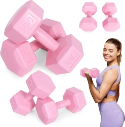 Sešstūra hantelu komplekts 2×5 kg, rozā – ModernHome