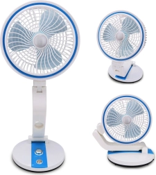 Saliekams bezvadu galda ventilators ar LED apgaismojumu un USB uzlādi