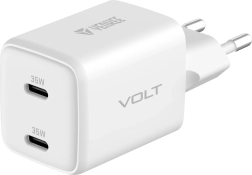 Kompakta un jaudīga VOLT GaN USB C dubultā 35W uzlādes ierīce, balta
