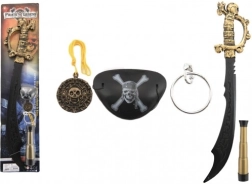 Pirātu komplekts: plastmasas zobens ar aksesuāriem 58 cm uz kartītes