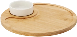 Bambusa servēšanas paplāte ar porcelāna bļodiņu 25 cm
