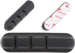 Pašlīpošs silikona kabeļu organizētājs, 3 sloti, melns